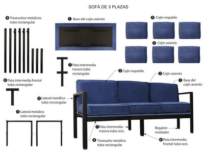 Sofá Brisa B -3 Plazas Base Negra