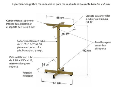 Base de Mesa Alta Lars 55cm