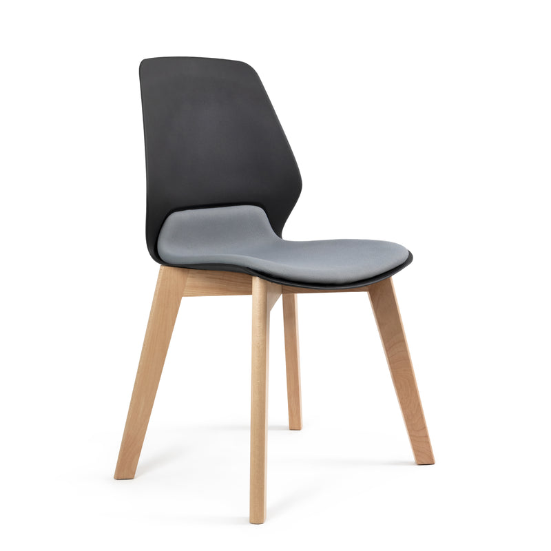 Silla Kolbe B. madera, asiento tapizado