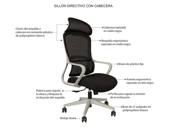 Silla Directiva Eslovaquia Gris