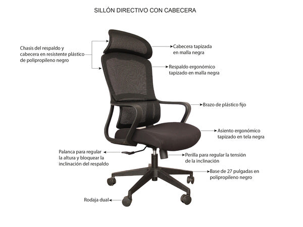 Silla Directiva Eslovaquia Negro